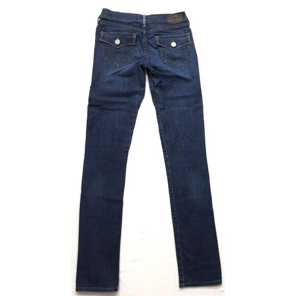 TRUE RELIGION Cora Jean Women 24 (actual 28x34) Straight Slim Stretch Blue Denim - Picture 5 of 12